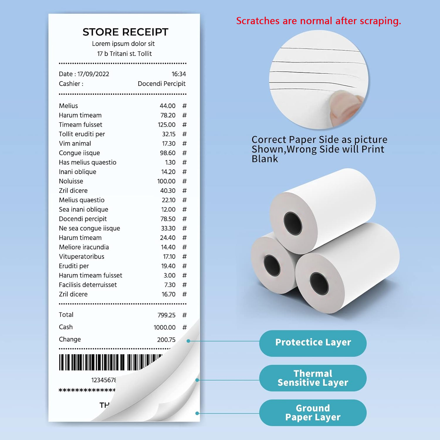 Papel térmico para recibos de  - Receipt Printer reseña y precio
